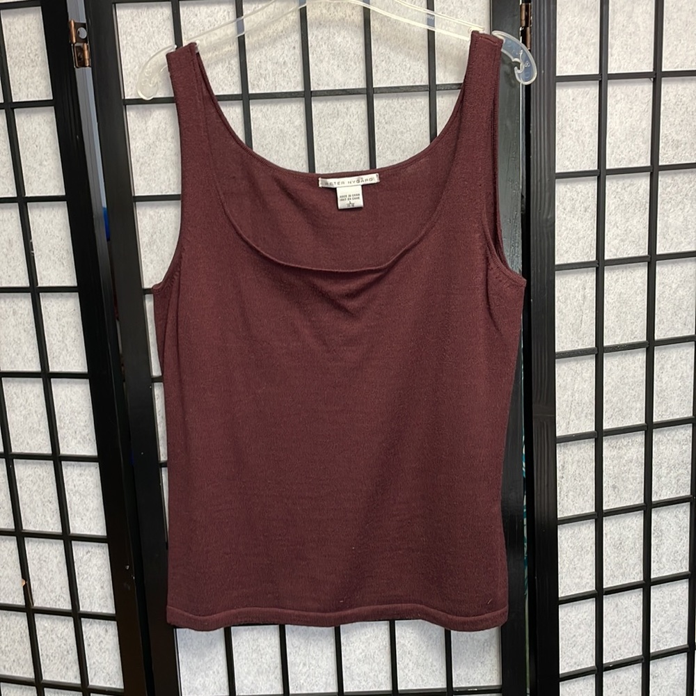 Peter Nygard Dark Brown 100% Marino Wool Tank NWOT SZ L